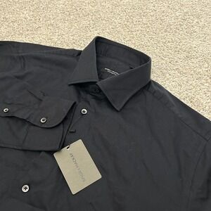 Spier & Mackay Dress Shirt 17/34 Black Birdseye Contemporary Fit New with Tags